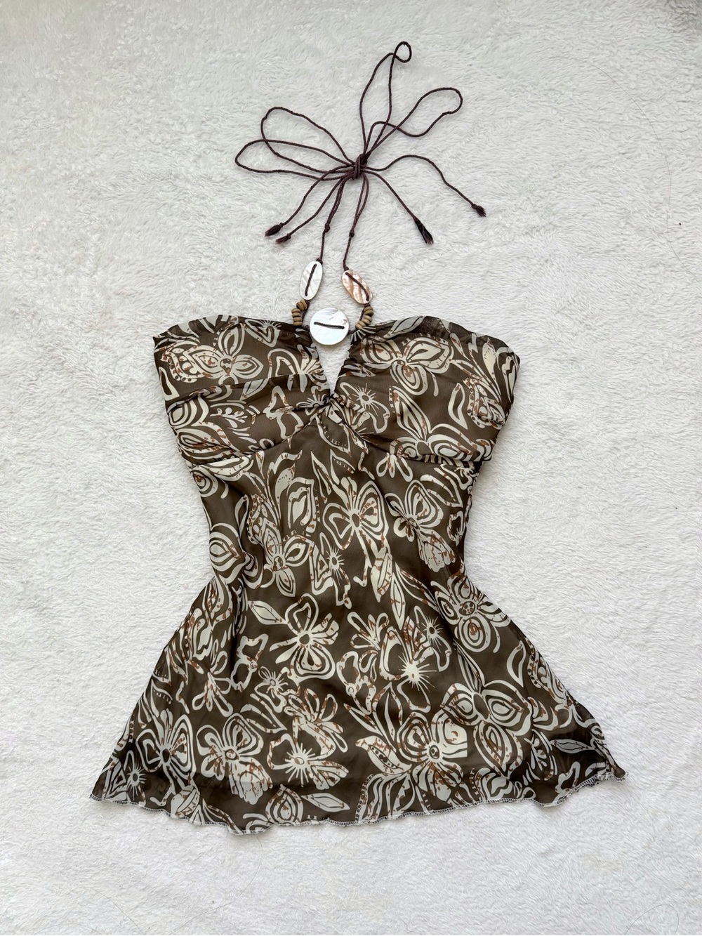 Gorgeous Early 2000s Charlotte Russe Boho floral beaded halter top